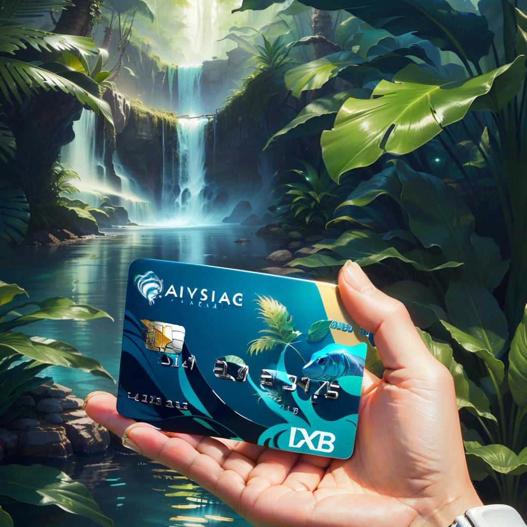 A credit card with a rainforest cafe theme