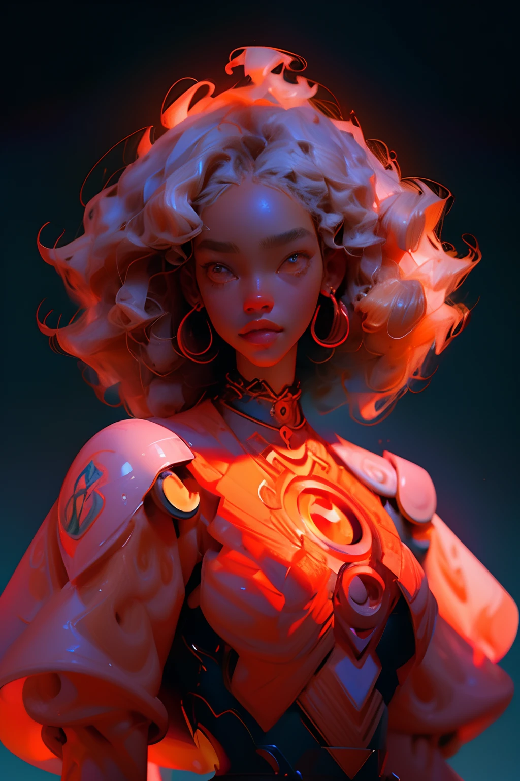 a digital painting of a woman with curly hair, trending on character design, rossdraws | afrofuturism, jessica rossier color scheme, weta studio and james jean, cedric peyranavernay, trending on artstattion, afrofuturism anime, james gilleard and james jean, unreal engine render + a goddess, style of gilles beloeil
