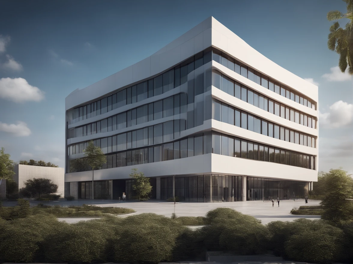 An ordinary double-storey modern commercial building located in China,Fully realistic photography photo style,Simulating sunny days,Precise light and shadow, but the building is not reflective,The building is located in the center of the image,There needs to be blue skies and white clouds,The light and shadow are bright,Sunny summer,Fully simulate realistic environments and styles