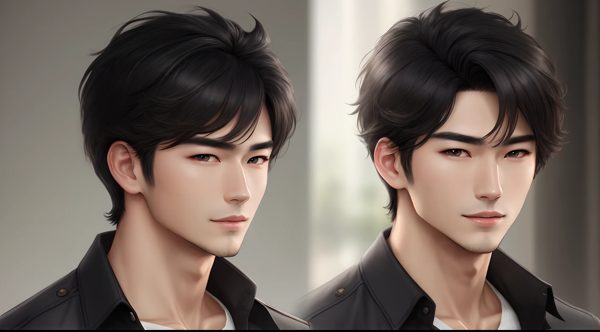 Black-haired handsome man