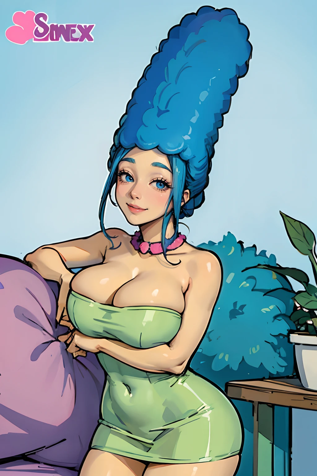 Sexy, pechos grandes, cute smile, marge Simpson,((solo)) (CamelliaMix_Line)