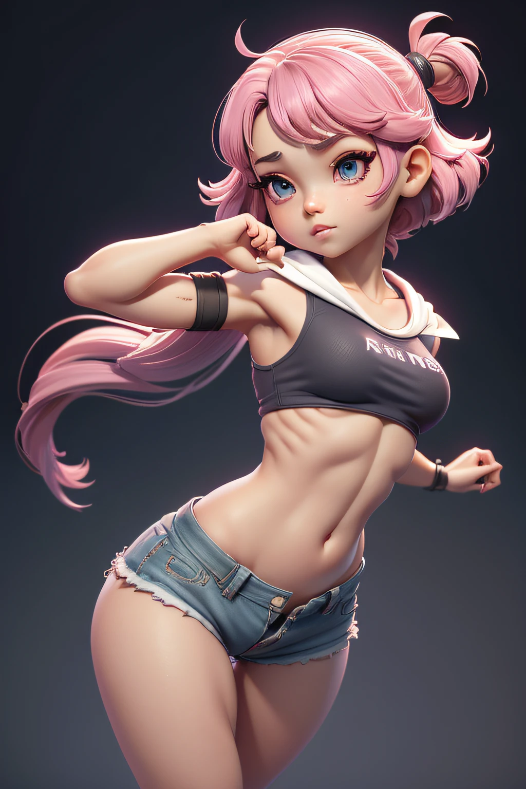 Mini sakura, (Sakura), menina solo, ray tracing, Estilo 3D, 3DMM, ((3 poses por foto)), ((3 poses em cada foto)), corpo inteiro,(Front view),(back vision), (view on the left), shorts cintura alta, mostrar barriga lisa, (((3 poses por foto))),(seios muito grandes), barriga perfeita, olhos perfeitos e simetricos, (perfect hands), corpo inteiro, (exibir gluteos)