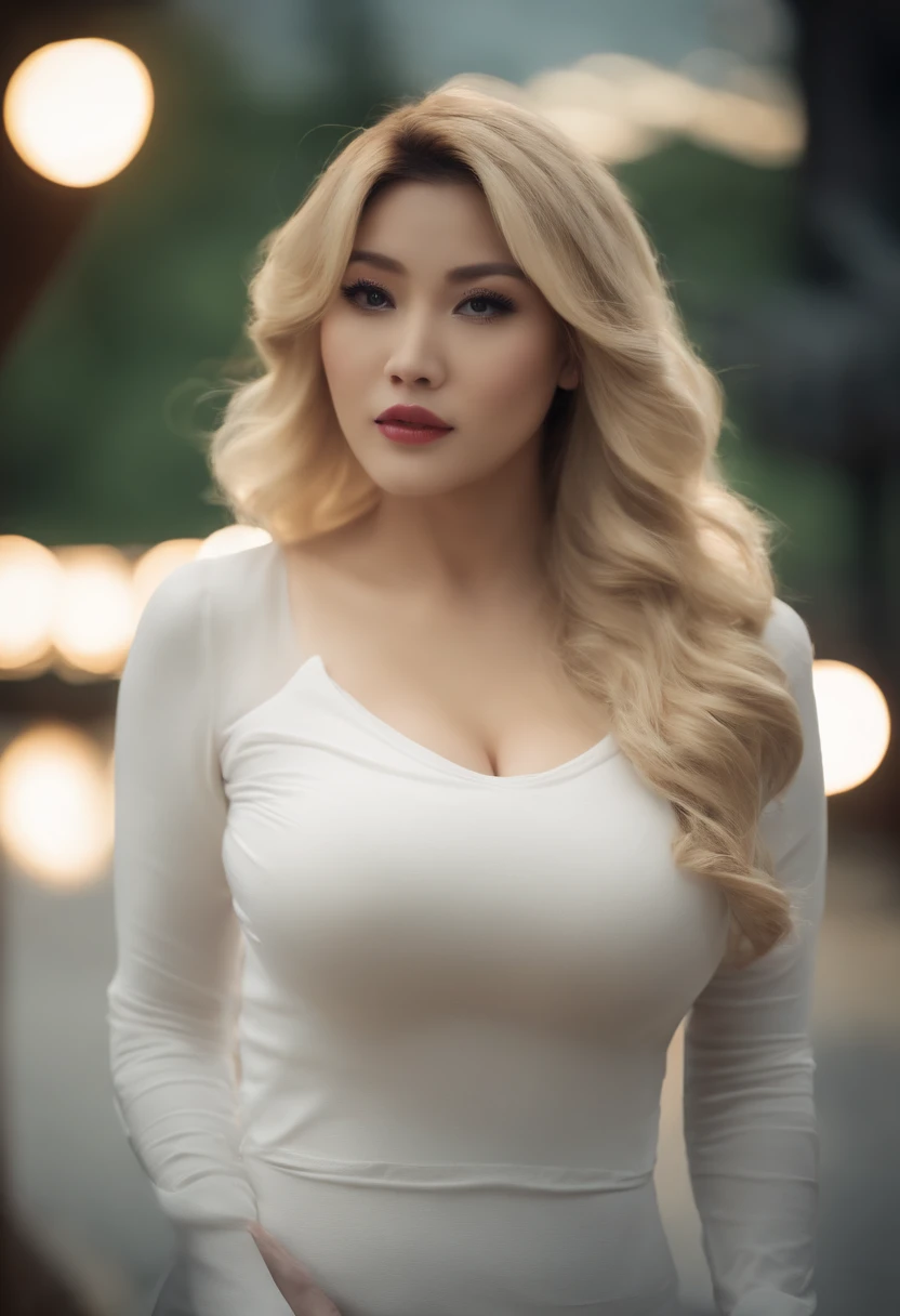Realistic, kpop, blonde, milf, Voluptuous, gigant breasts, milky white skin