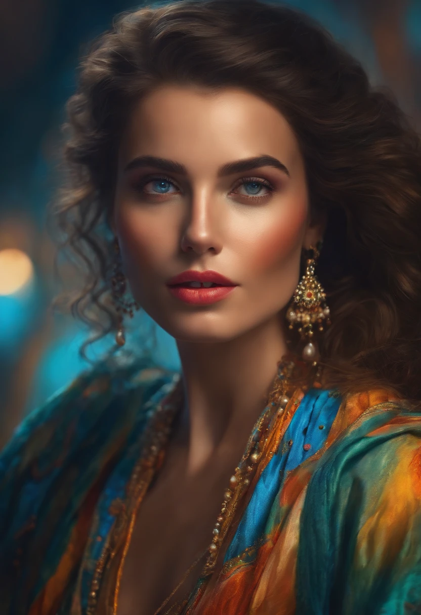 detalils d'expression du visage, Colorful clothing, bright light, couleurs vives, style conceptuel, oil painting, extreme details, mise au point nette, realistic rendering, 4K image quality/8k.