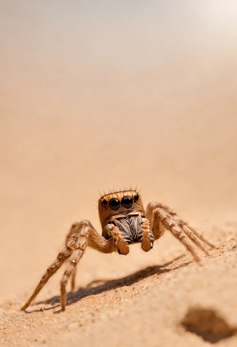 The Golden Wheel Spider (Carparachne aureoflava) is a unique species of spider known for its fascinating behavior. Found in the Namib Desert of Africa, this spider builds a unique type of burrow. It creates a cartwheel-like structure by rolling down sand dunes. This action allows the spider to escape from potential predators and also helps it catch the wind, which propels the spider to move faster across the desert. The spider's body has a yellow-gold coloration, contributing to its name "Golden Wheel Spider." This adaptation showcases nature's remarkable ability to find innovative solutions for survival in challenging environments.