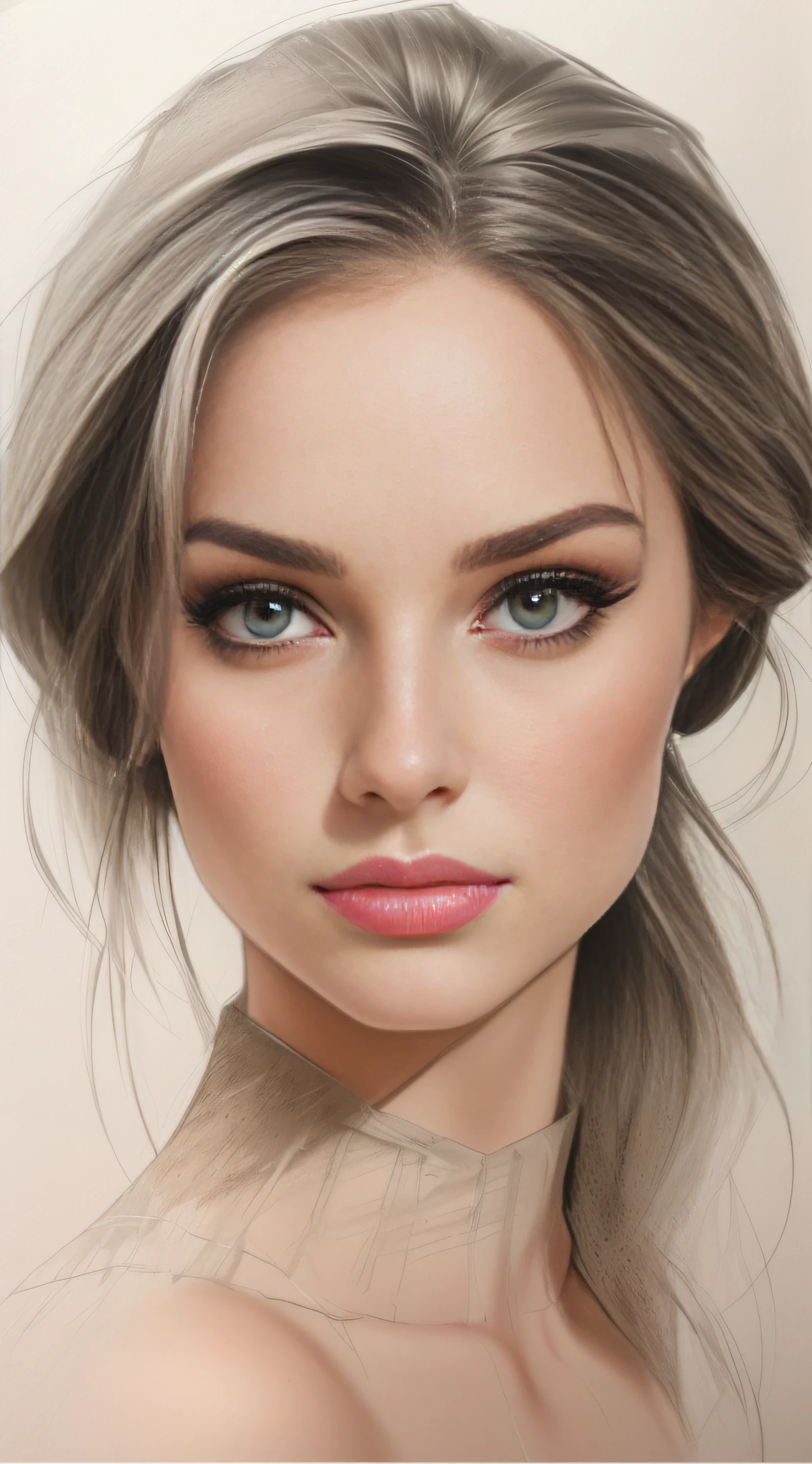 um desenho de uma mulher com cabelo longo e um olho grande, desenho digital realista, high quality sketch art, retrato artgerm, rosto bonito detalhado, realistic sketch, Rosto detalhado ), Rosto detalhado perfeito, rosto bonito realista, muito detalhado rosto bonito, Rosto perfeito detalhado, belo rosto realista, sketch art, retrato bonito detalhado, rostos bonitos e realistas, lindos rostos detalhados