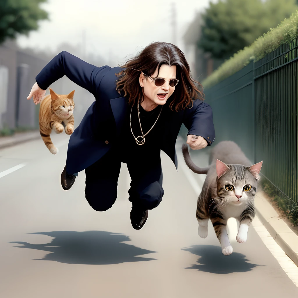 Ozzy Osbourne chasing a cat