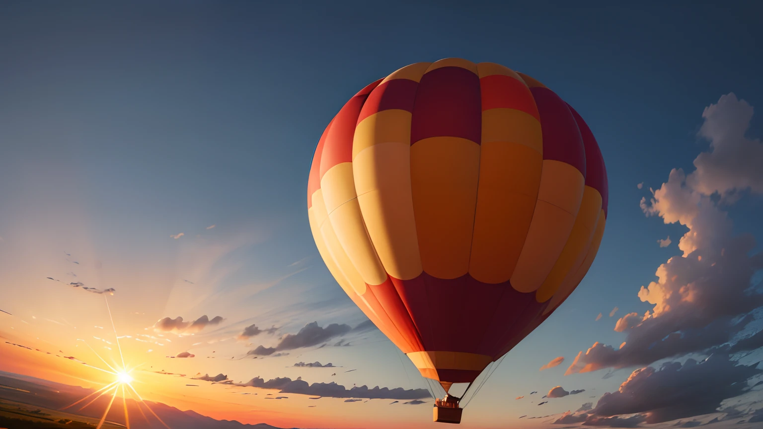 Hot air balloon taking off in the sunrise sky --auto