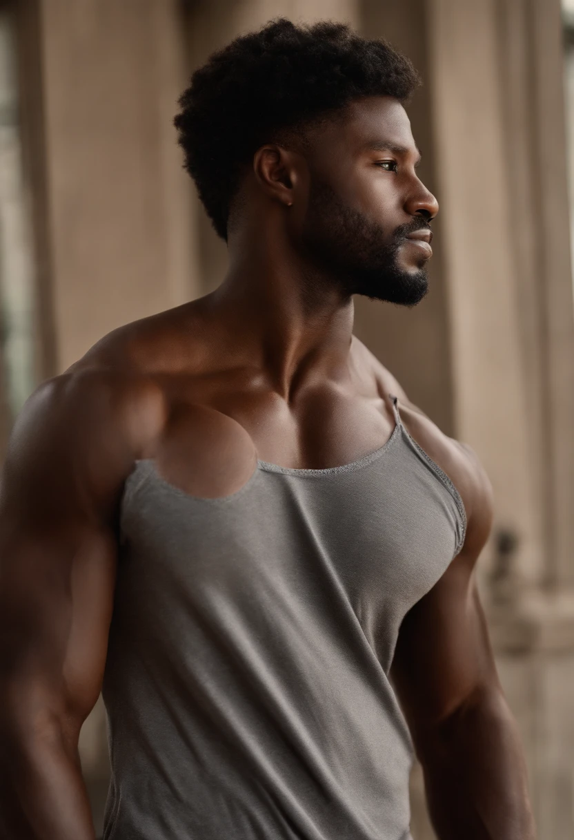 naked man, hunk, armpit hair, muscle, dick out, black skin tone
