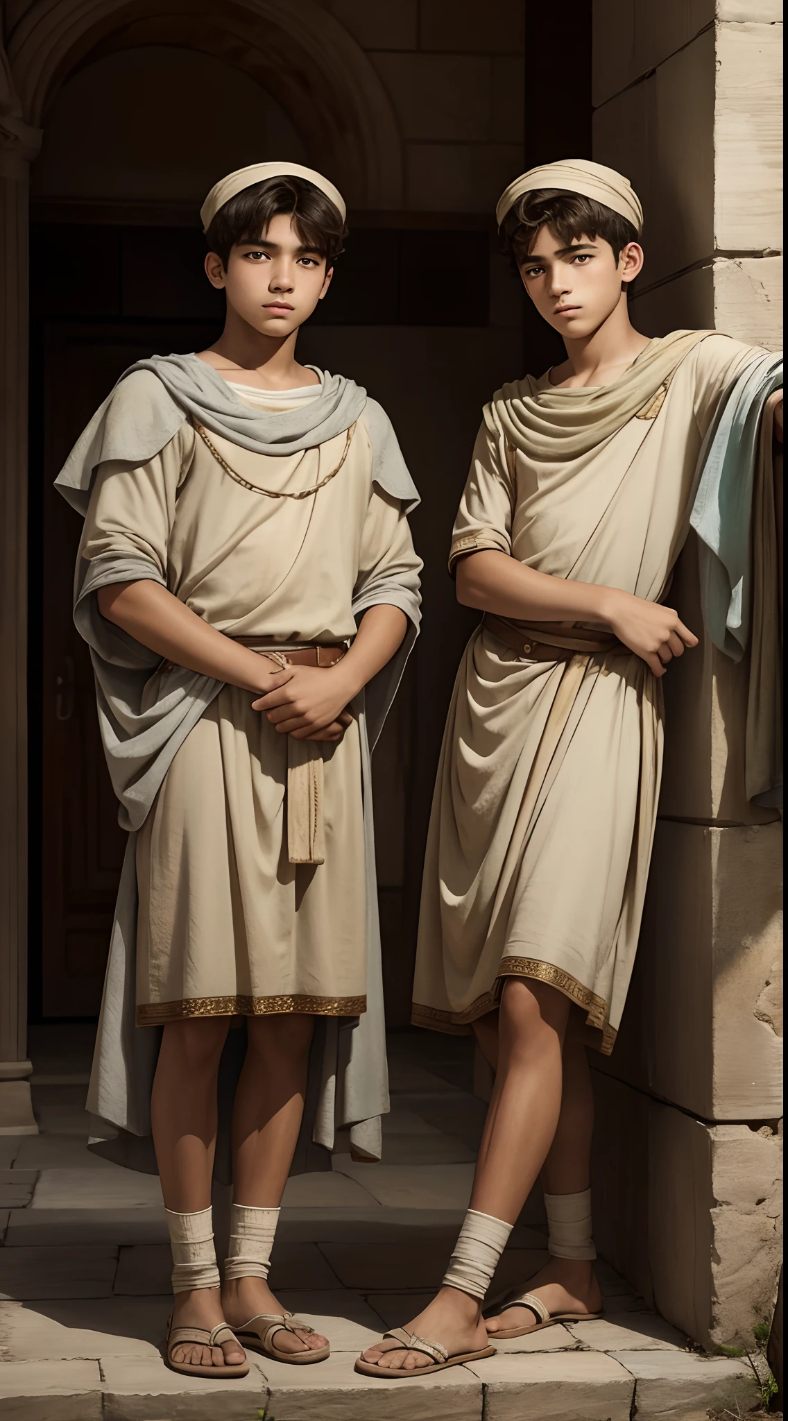 Two twin boys with the look , 4th century