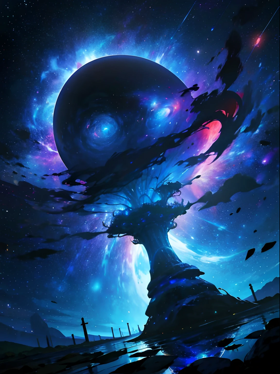 Un mensaje de ejemplo para el tema dado "agujero negro" (agujero negro):
"La mejor calidad, ultra detallado, realista:1.37, agujero negro, Gravedad arremolinada, Potente horizonte de sucesos, Massive Space Anomaly, Oscuridad infinita, Distorsionar la luz, Intense Cosmic Forces, Singularidad misteriosa, Deep Astrophysics, Mind-blowing physics, Swirling Vortex of Space-Time, Unlimited gravitational pull, Hypnotizing celestial phenomenon, Impressive astronomical wonder, El enigma definitivo del universo, vivid colors, Futuristic Sci-Fi, Horror cosmic, Otherworldly show"