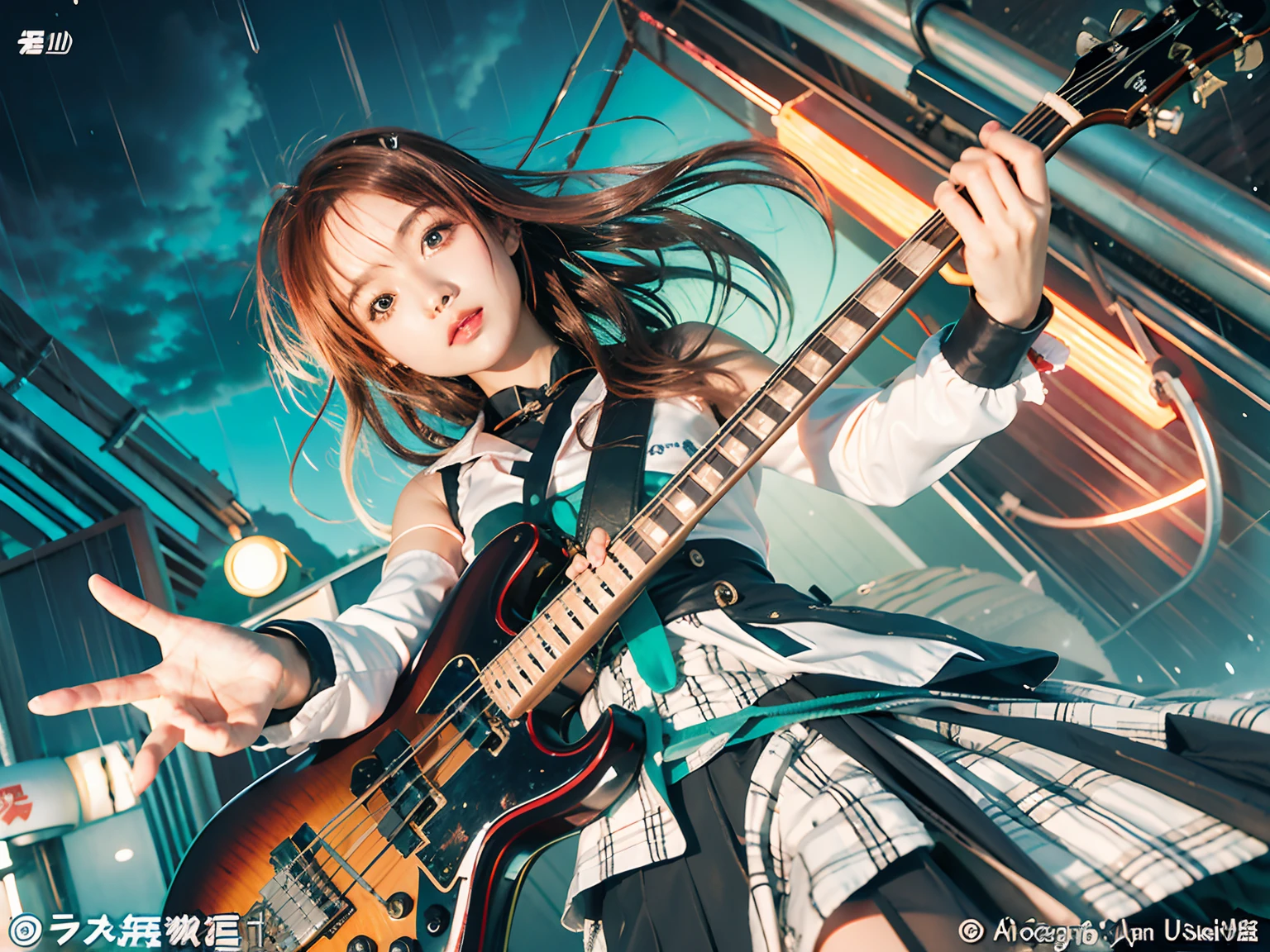 anime girl with bass in the rain, high detailed official artwork, official artwork, soyo nagasaki, nightcore, anime portrait of shiina ringo, akasuki brightmind, official anime artwork, bang dream, smooth anime cg art, detailed key anime art