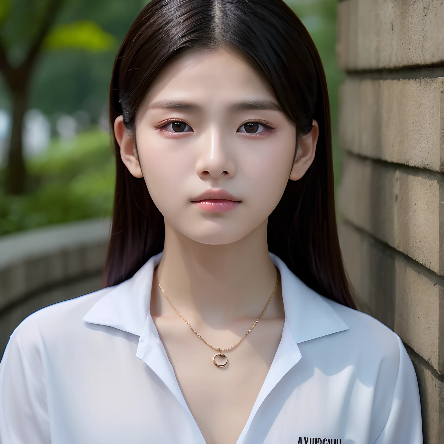 Live-action single-eyelid 19-year-old young man wearing subcultic clothes with long necklines