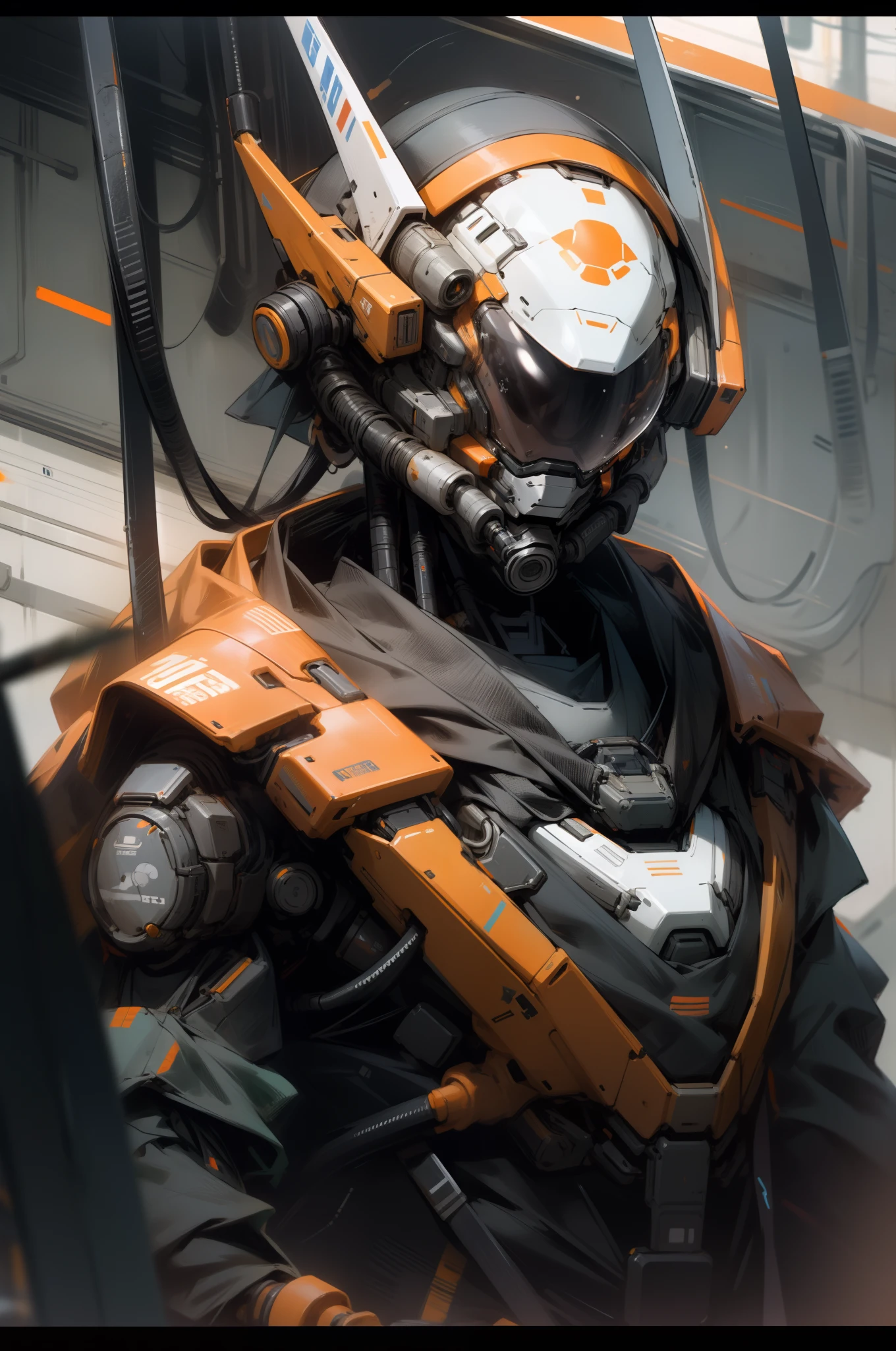 Astronauta Naranja,cyberpunk,espacio,robot,hood,anaranjado,blanco,negro