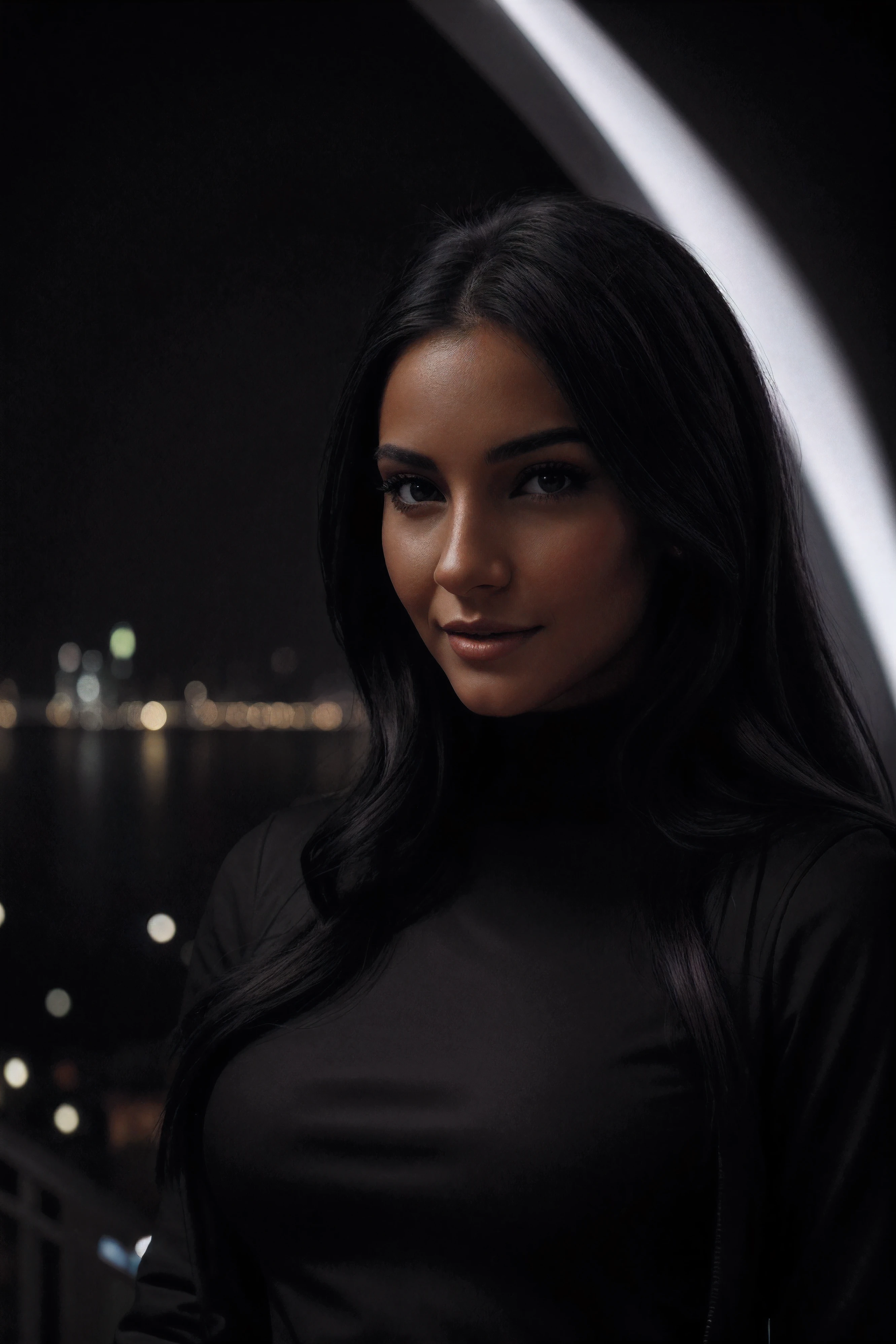 extremely detailed, (nightcity background:1.2)highest detailed,(detailed background:1.5),(black color tone:1.5), masterpiece, best quality,high quality,highres, 16K,RAW,ultra highres,ultra details,finely detail,extremely detailed,real shadow,highly detailed,(1woman:1.5),modern casual clothes,attention to the face,([brown sugar]hair:1.2),an extremely extroverted woman,woman with extreme positive energy,