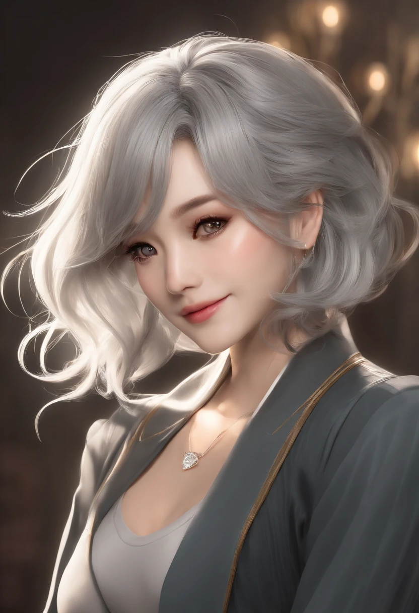 ((Realistic lighting,It's like a movie promo effect， best qualtiy, 8K, tmasterpiece:1.3)), （（50-year-old woman，Black eyes，sad，8-pack abs）），sharp fokus:1.2, , Perfect figure，looks into camera，The face is delicate，((Gray hair))，（Sleeveless fitted sports vest），big laughter，the night，playground，Ultra-fine face，Fine eyes，二重まぶた
