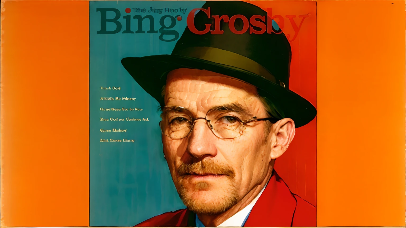 a close up of a magazine cover with a man wearing a hat, cronenburg, by Bob Singer, very crispy, very grainy, album cover, greg, by Jerry Eisenberg, cosy, baugh casey, by Earle Bergey, various artists, bling, very crisp, very fine artwork, music album cover, derg, goofy, johnny craig, in the style of Peter max