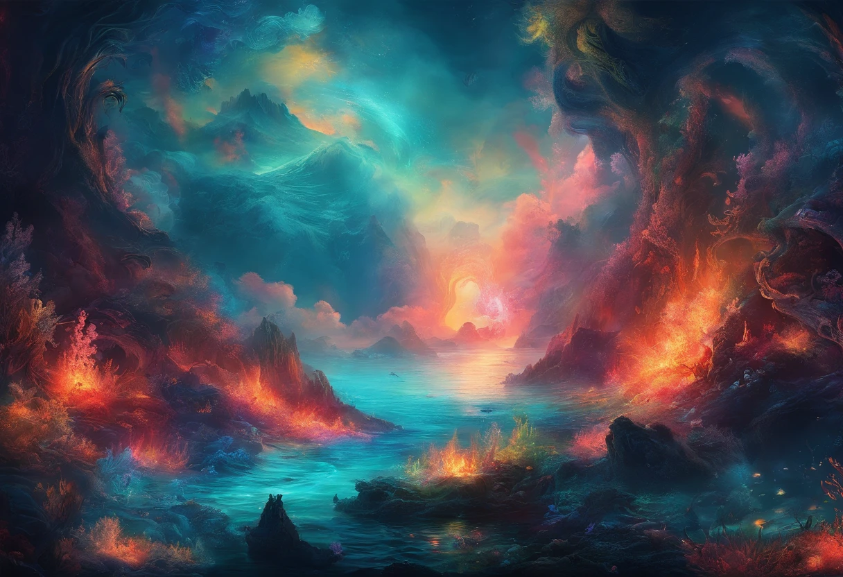 ocean floor，Undersea volcanic eruption，vapour，8K分辨率