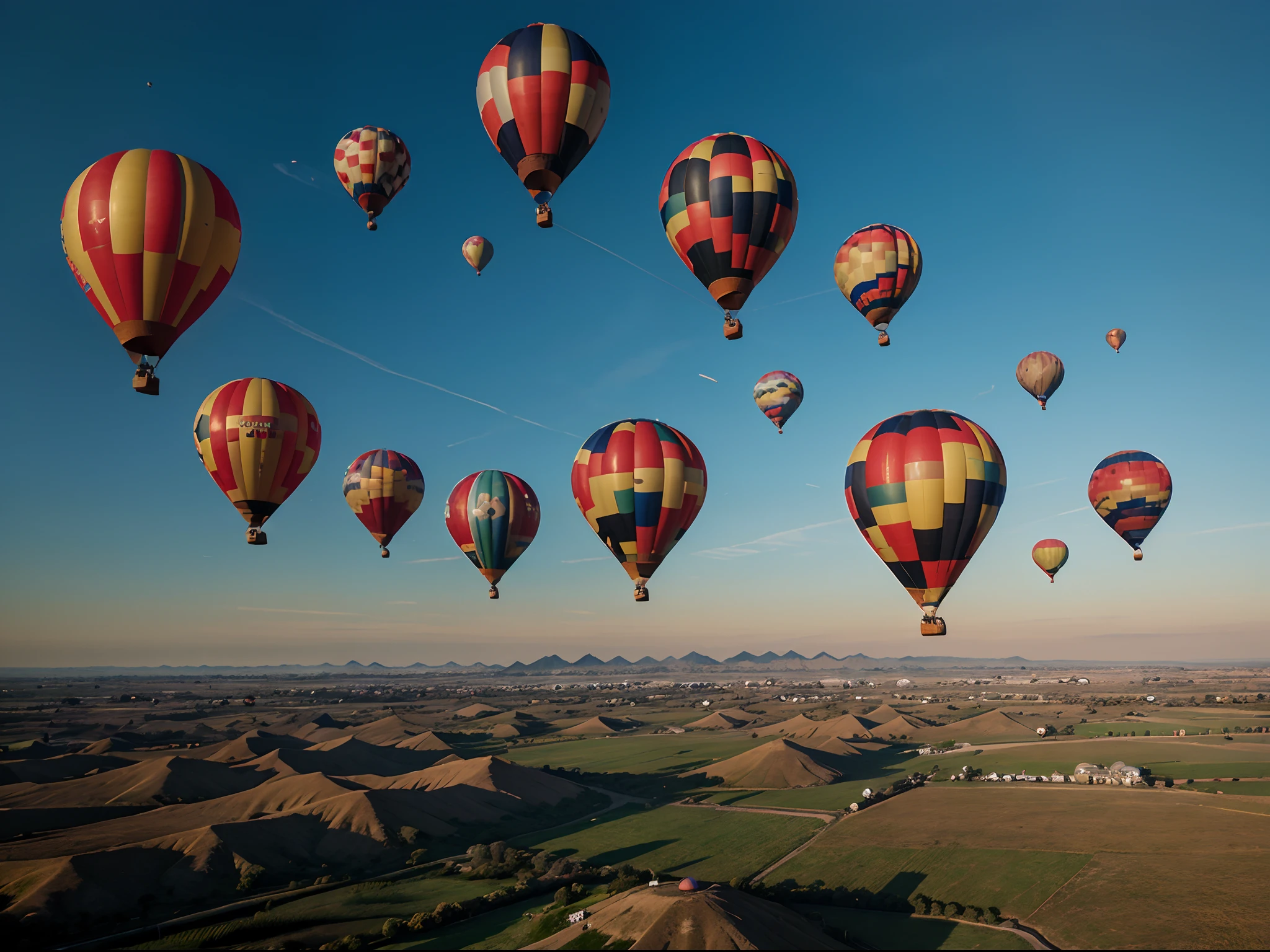 (masterpiece, best quality), best resolution, hot air balloons in the sky