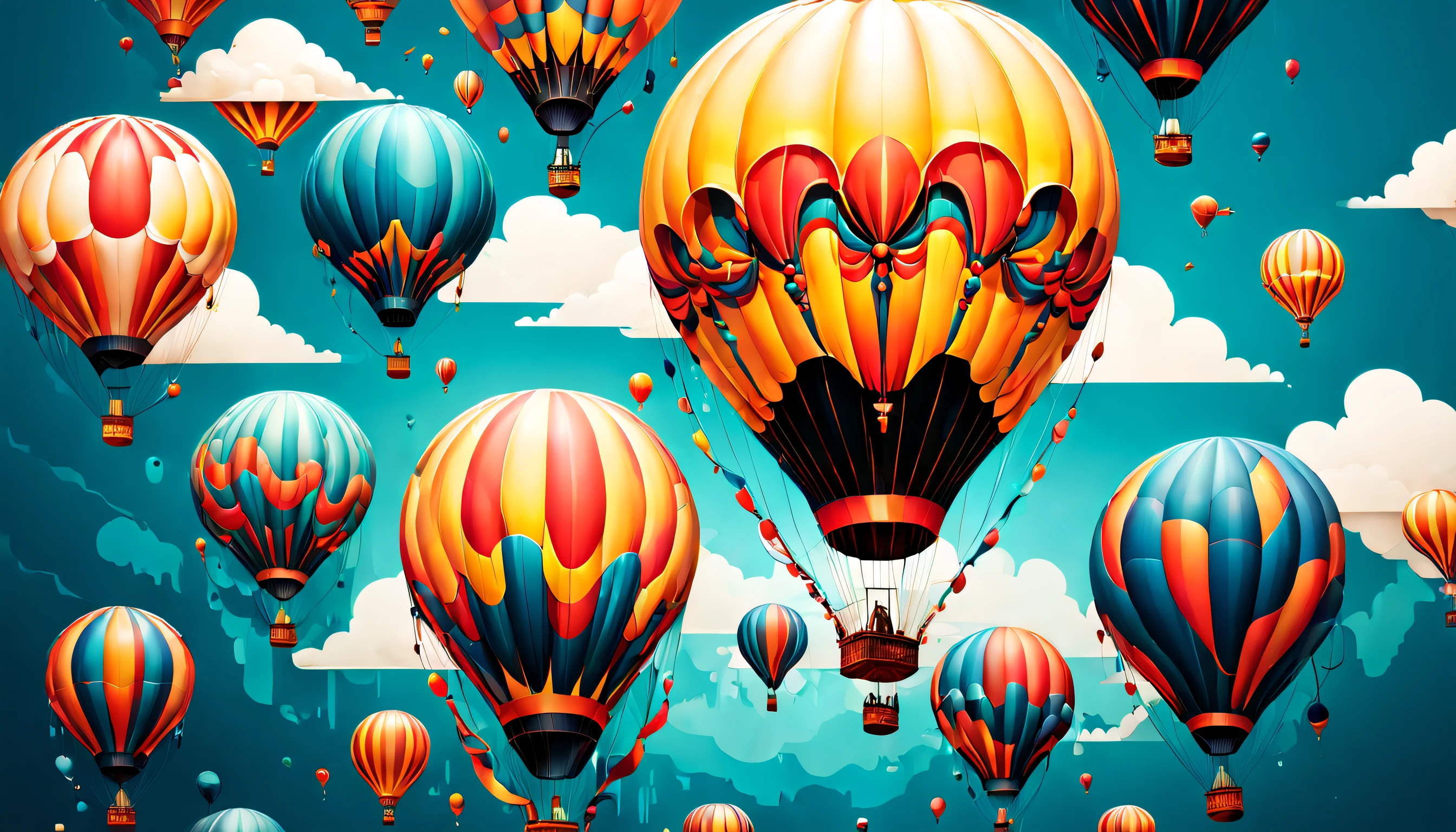 "Hot Air Balloon", by ([tang yau hoong : nychos: .5]) multidimensional, algorithmic, perfectly symmetrical, recursions, stylized and well-balanced geometric design, sacred symmetry, aesthetic beauty, captivating, attention-grabbing, cerebral, cubic nodes, abstract illusionism, circuit design, deconstructivism, illusion, colorful designs and patterns, vibrant, vivid, visually appealing, matte, [glitch art], understated, auto-destructive, regenerative, beautifully colored, captivating, dynamic, dynamic movement, depth and energy, deeply detailed. DonMChr0m4t3rr4XL