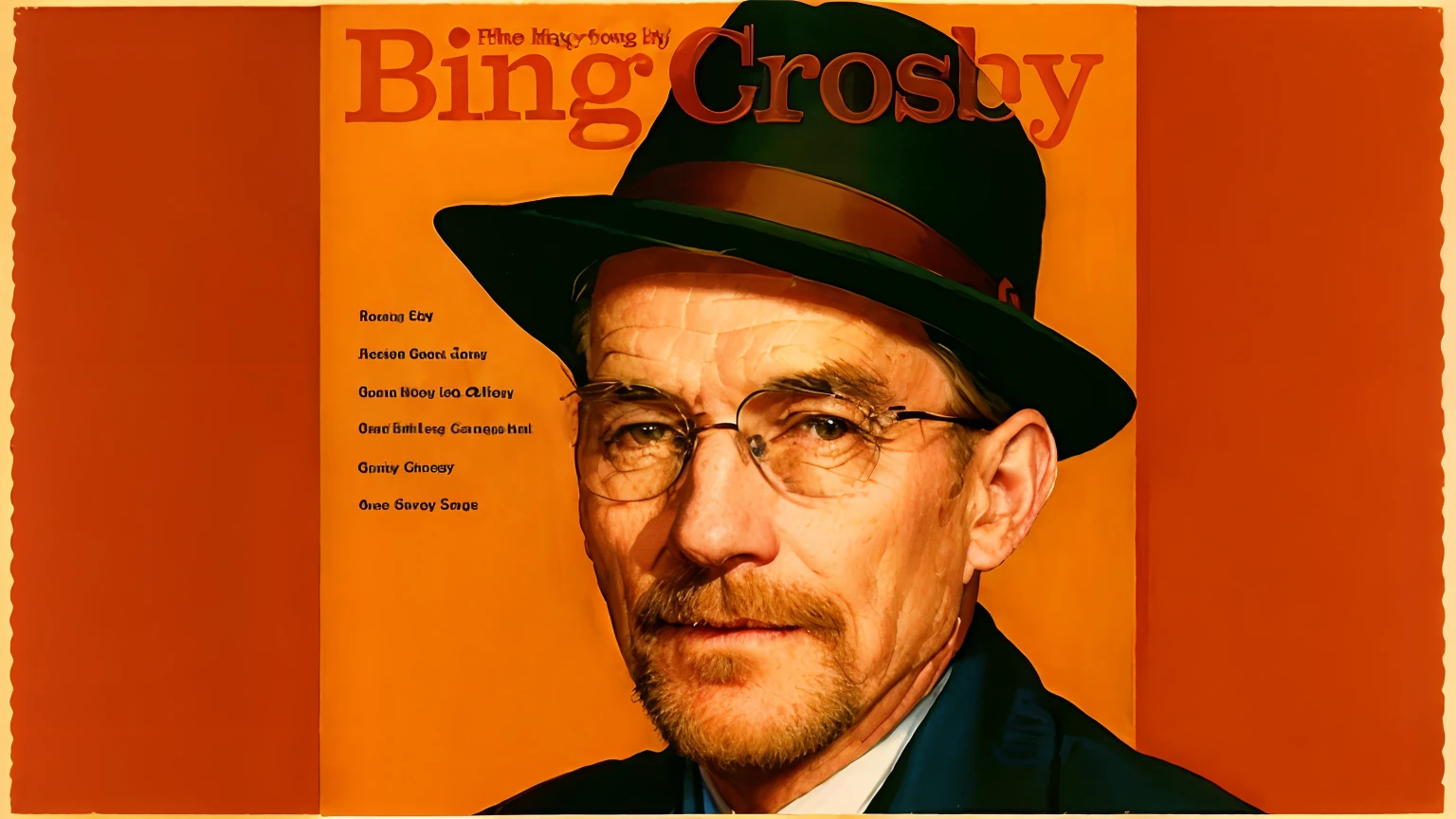 a close up of a magazine cover with a man wearing a hat, cronenburg, by Bob Singer, very crispy, very grainy, album cover, greg, by Jerry Eisenberg, cosy, baugh casey, by Earle Bergey, various artists, bling, very crisp, very fine artwork, music album cover, derg, goofy, johnny craig, in the style of Peter max