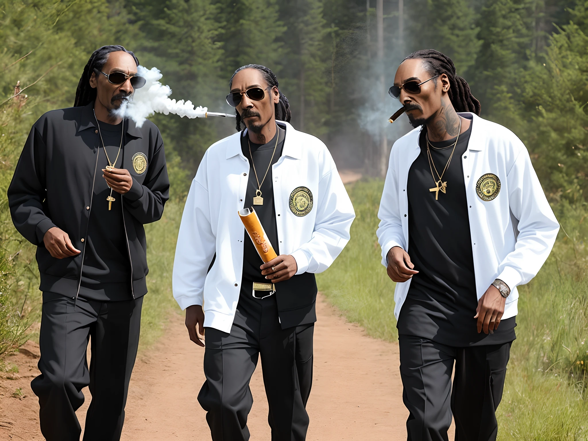 1970s photo of "Luniz" wearing marijuana leaf print suits, atmospheric perspective, textured skin, cinematic action, super detail,