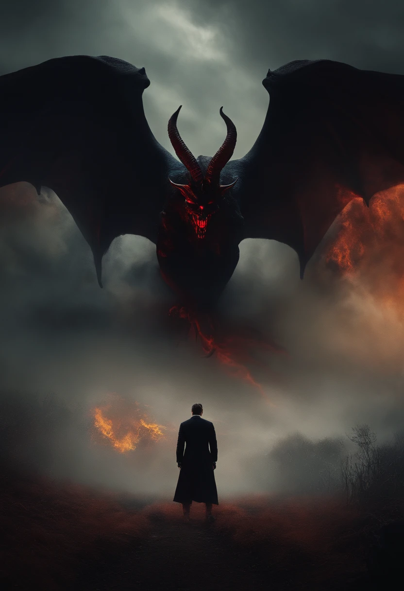 Demonio, assustador, foto escura, realismo, terror, wallpaper, homem