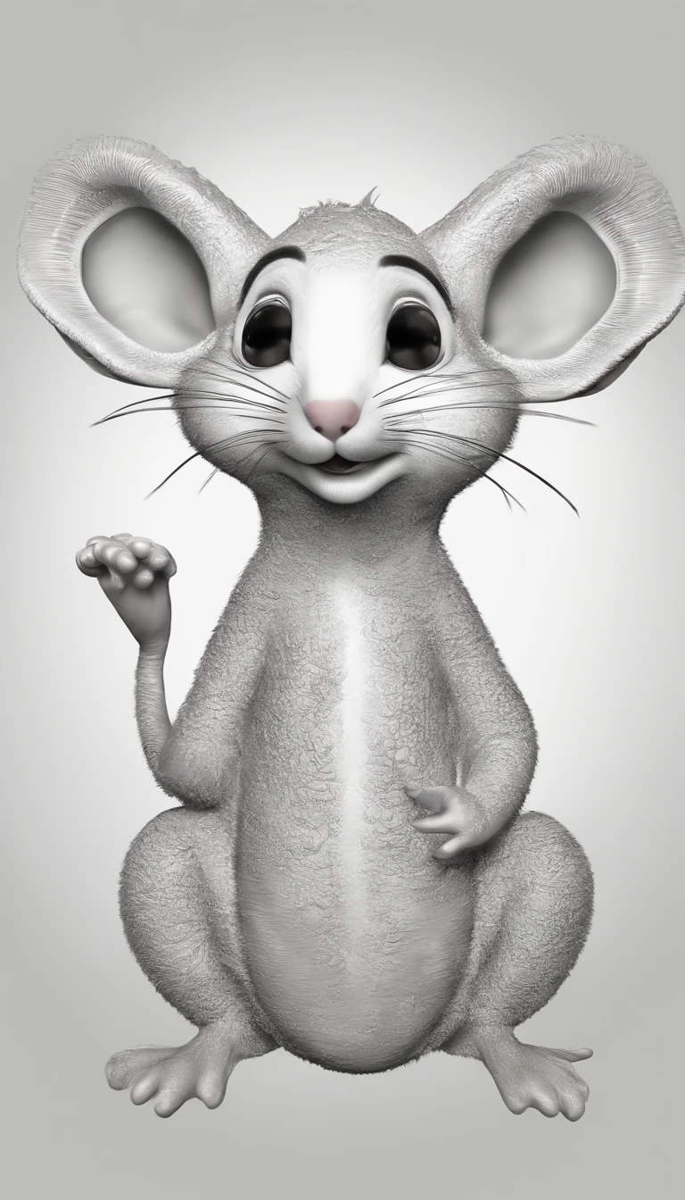 ((b&In the line of art)), ((2D)), Cute mouse, fantasy, magic, mysterious, abnormal giant breasts, Black and white, squiggle, Realistic line art, coloring book, White background, No noise, Clear thick lines, (((outline art)), central image, Isolated on white background --V 4 - -AR2