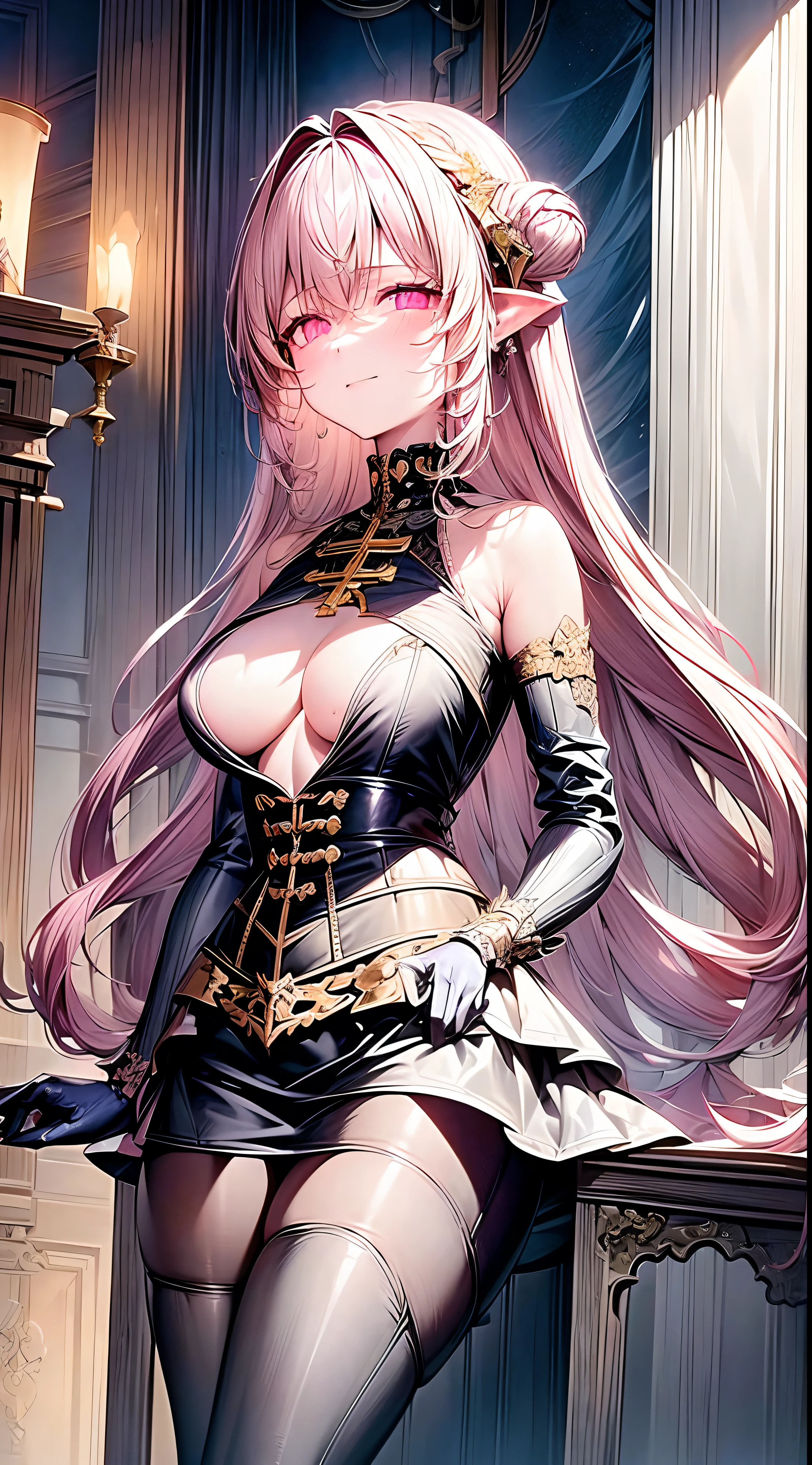 (((masterpiece)))、((top-quality))、(The ultra-detailliert)、(CG Illustration)、(Very Beautiful ))、Cinematic Light、((1 Mechanical Girl))、 scientific fiction、Apocalypse、Erotic grotesque、research institute(Beautiful and indulgent:1.2)、(1girl in:1.3)、Facing the front,a blond,Corset Belt,blue high waist skirt,