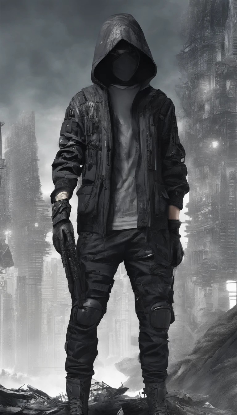 Disappeared so cleanly),(Volumes pile up,Sighed),(Past lives are not much different,Lost myths)), cinematic, tempered fade, boy, hoodie, front of dekstop, back shoot, futuristic