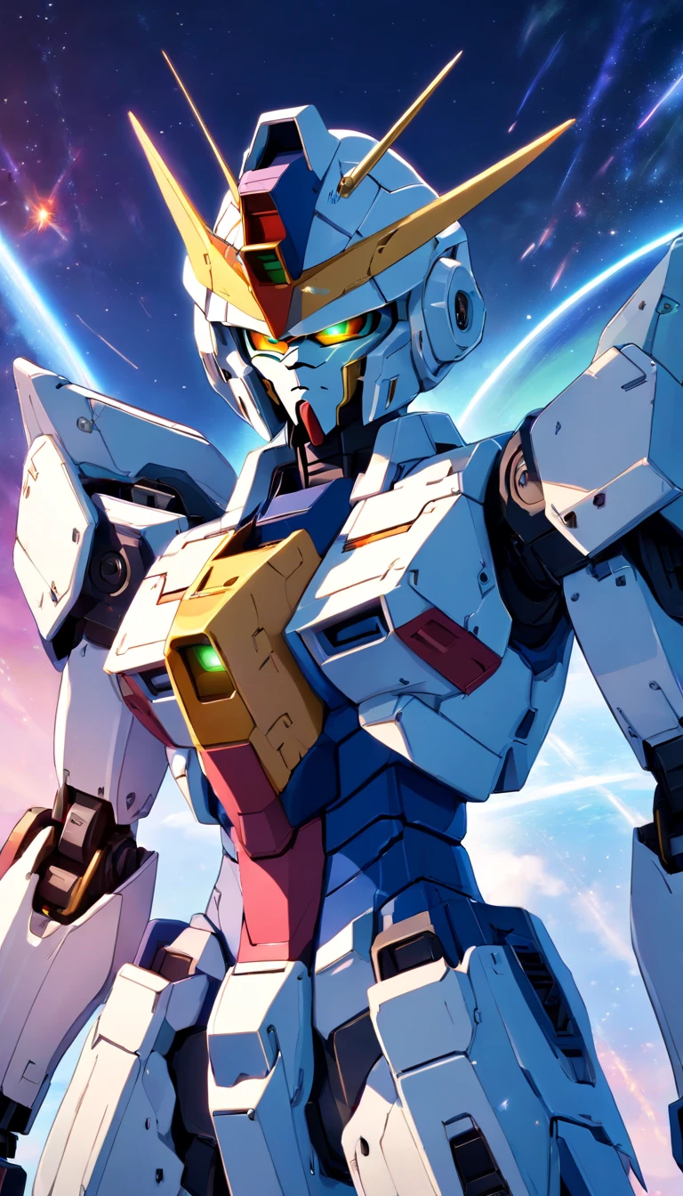 Anime: Gundam wing, robot de batalla en la galaxia, anime mecha moderno, estructura completa, cuerpo completo, estilo cool mecha, graficos detallados, arte conceptual digital de alta calidad