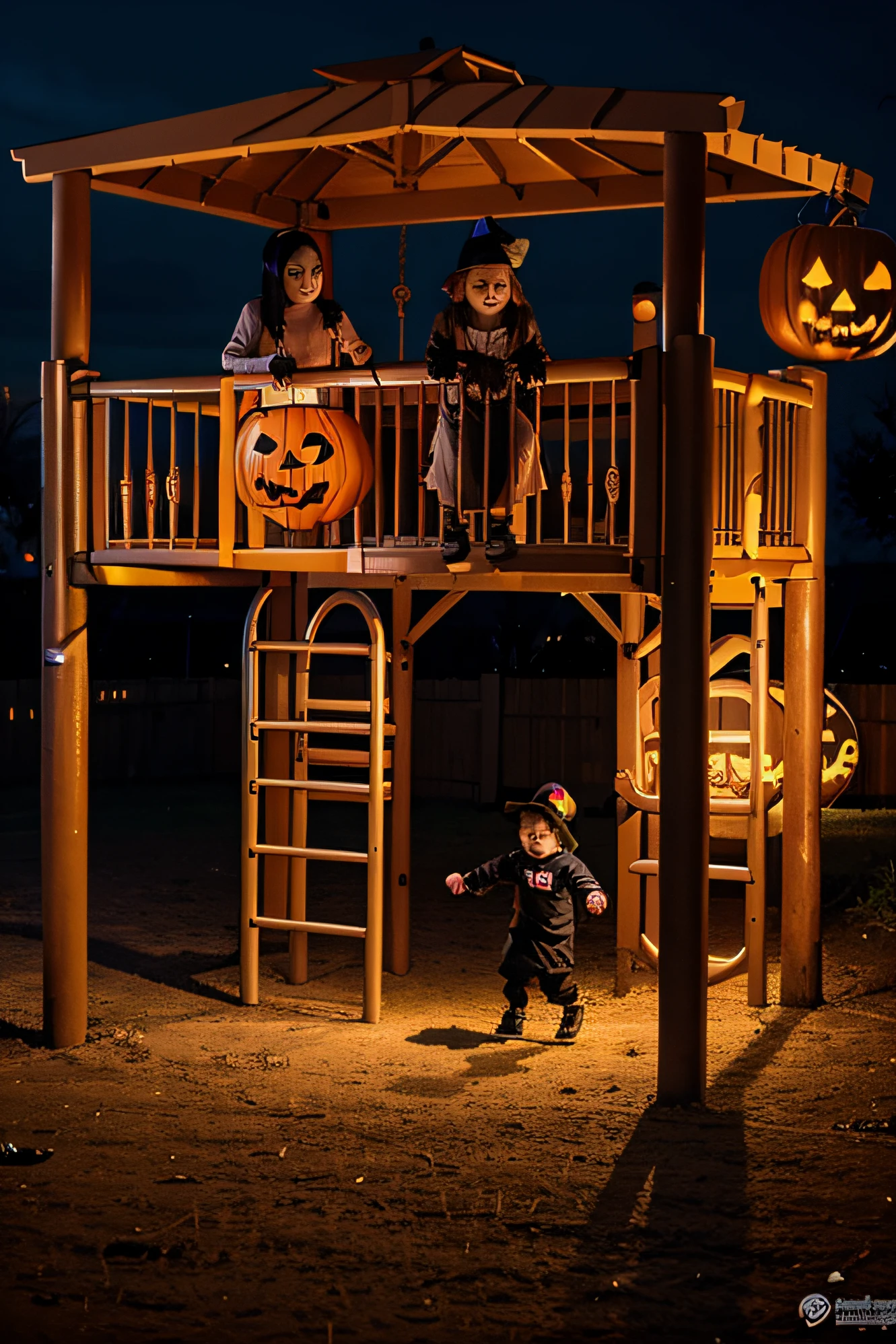 children playground with halloween promotion