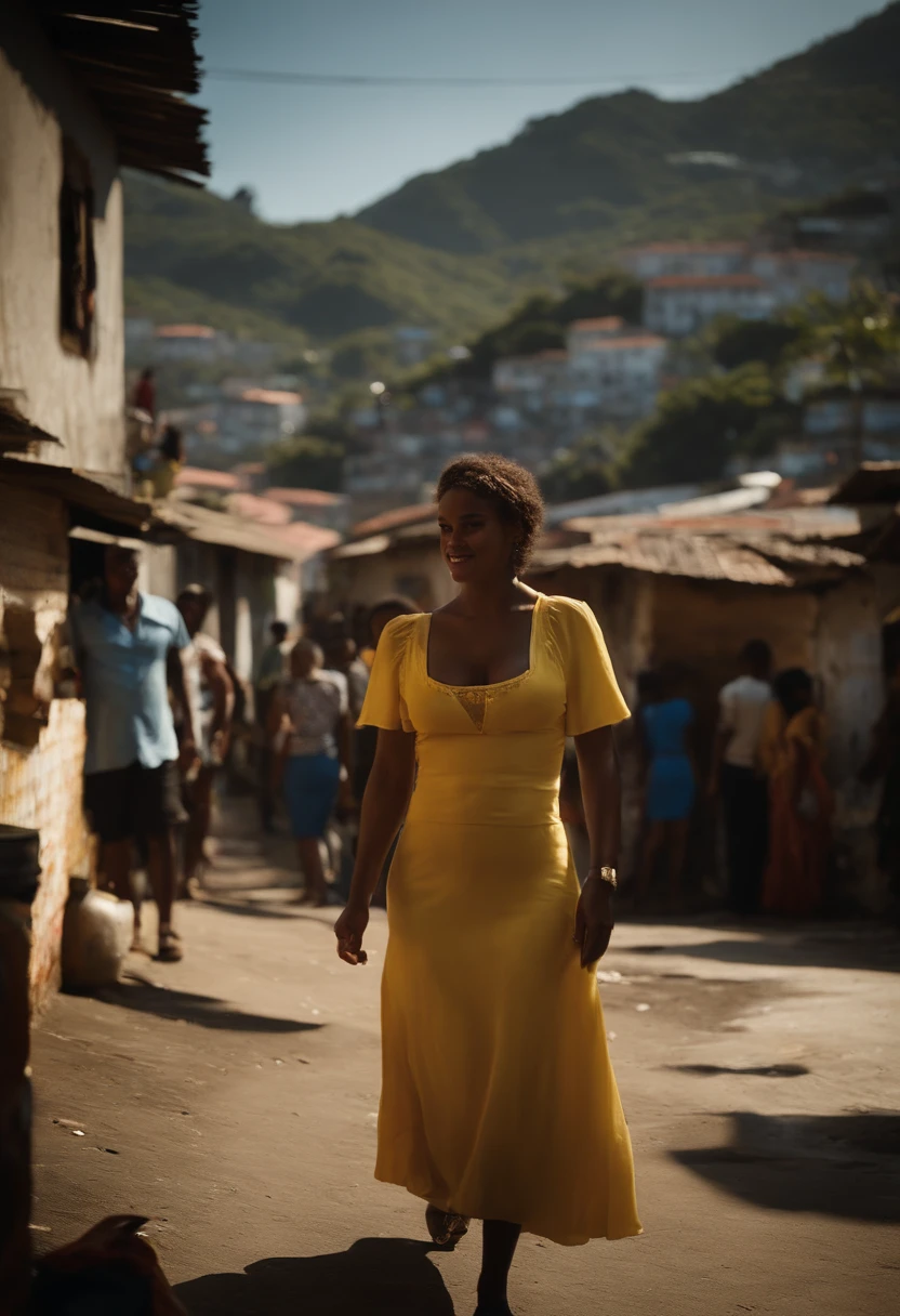 Quentin Tarantino no favela do Rio de Janeiro no Brasil, com roupas a caracter do local