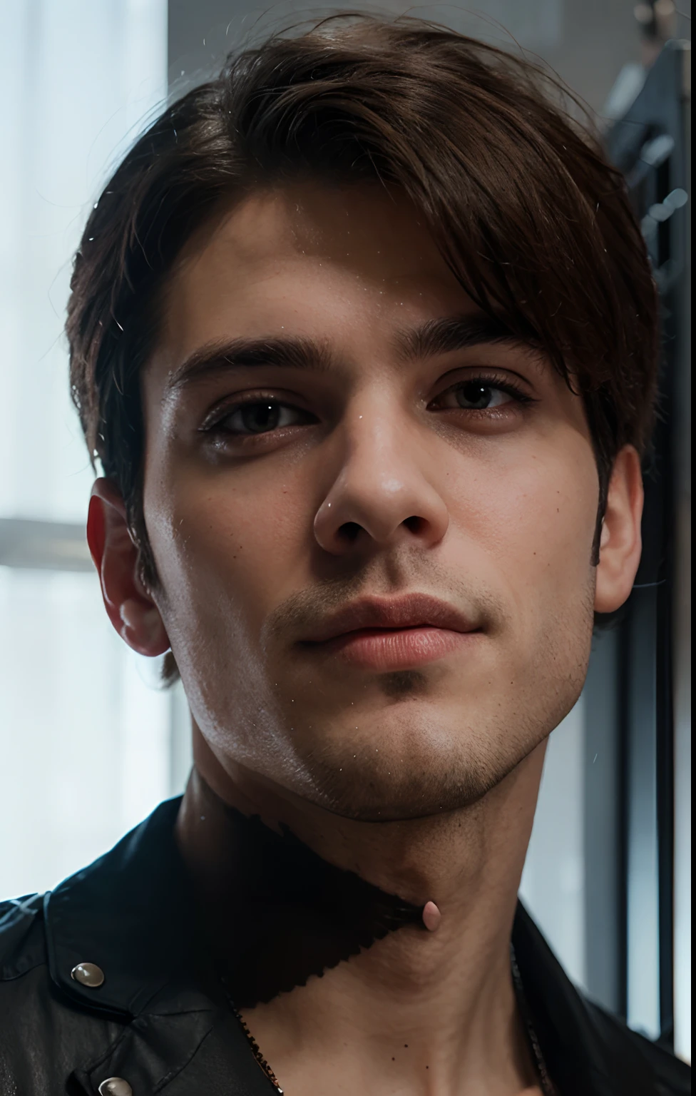 Change background cyberpunk handsome boy, realistic face,
