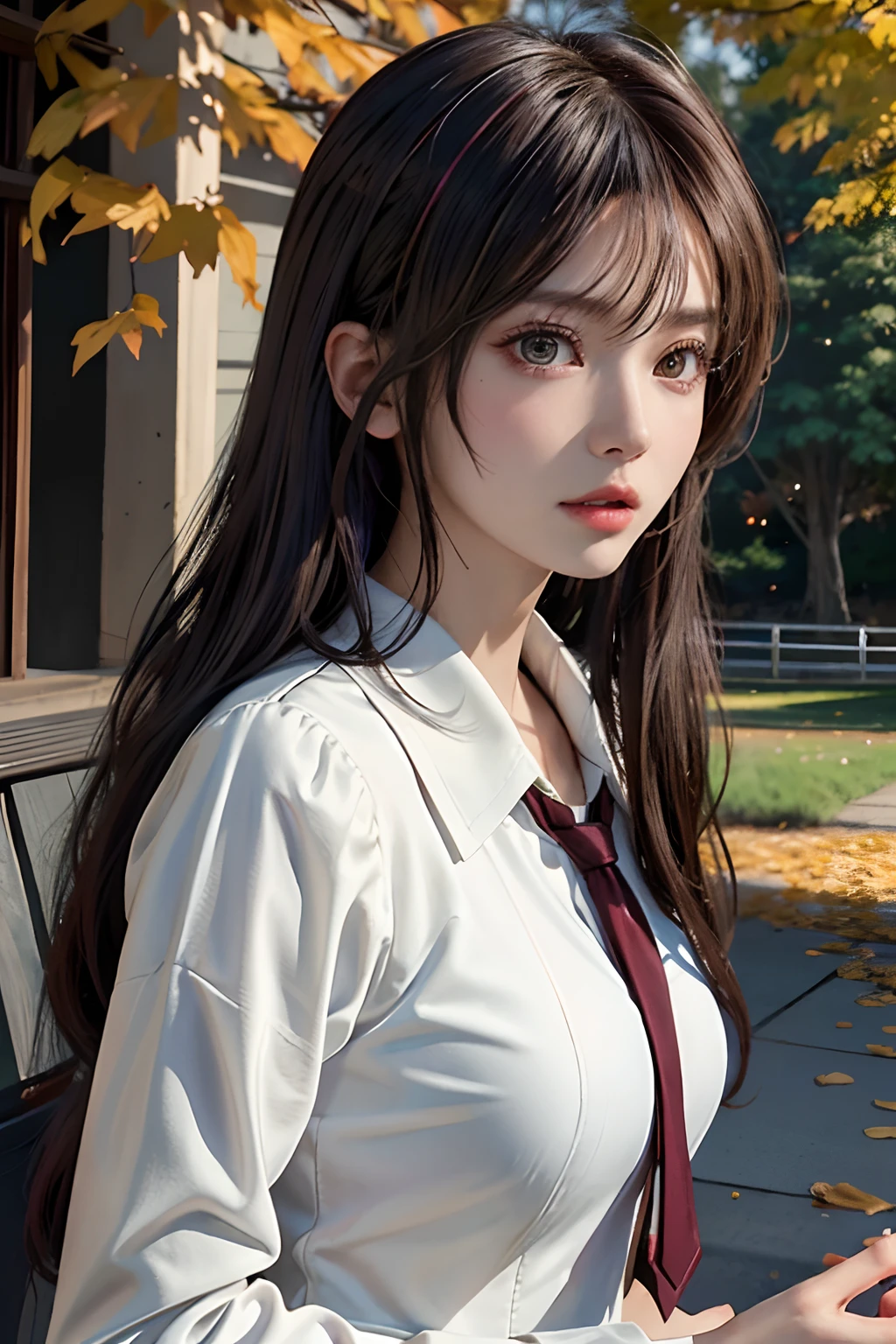 photorealistic, high resolution, 1women, mature female, solo, hips up, jewelry, school uniform