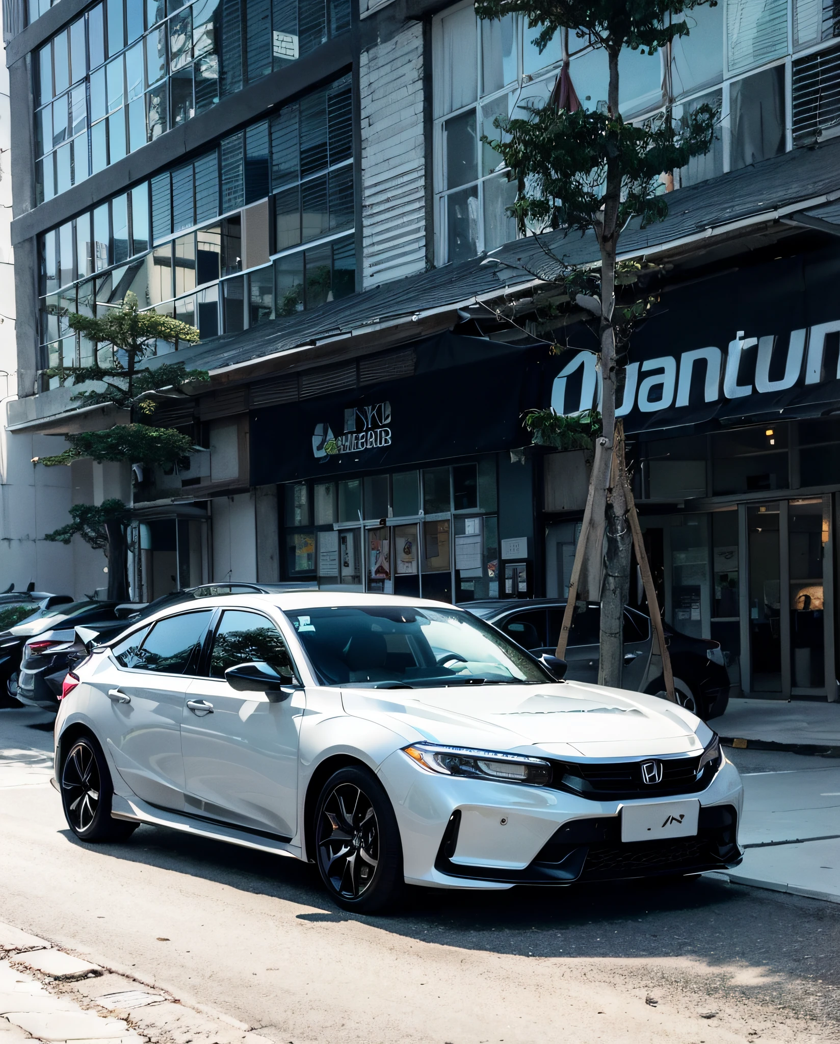 Alafard's white car is parked in front of a building on a city street, honda civic, 🤬 🤮 💕 🎀, 🕹️ 😎 🚬, octa 8k, taken with sony alpha 9, 🚿🗝📝, 2263539546], taken in 2 0 2 0, gtr xu1, N9