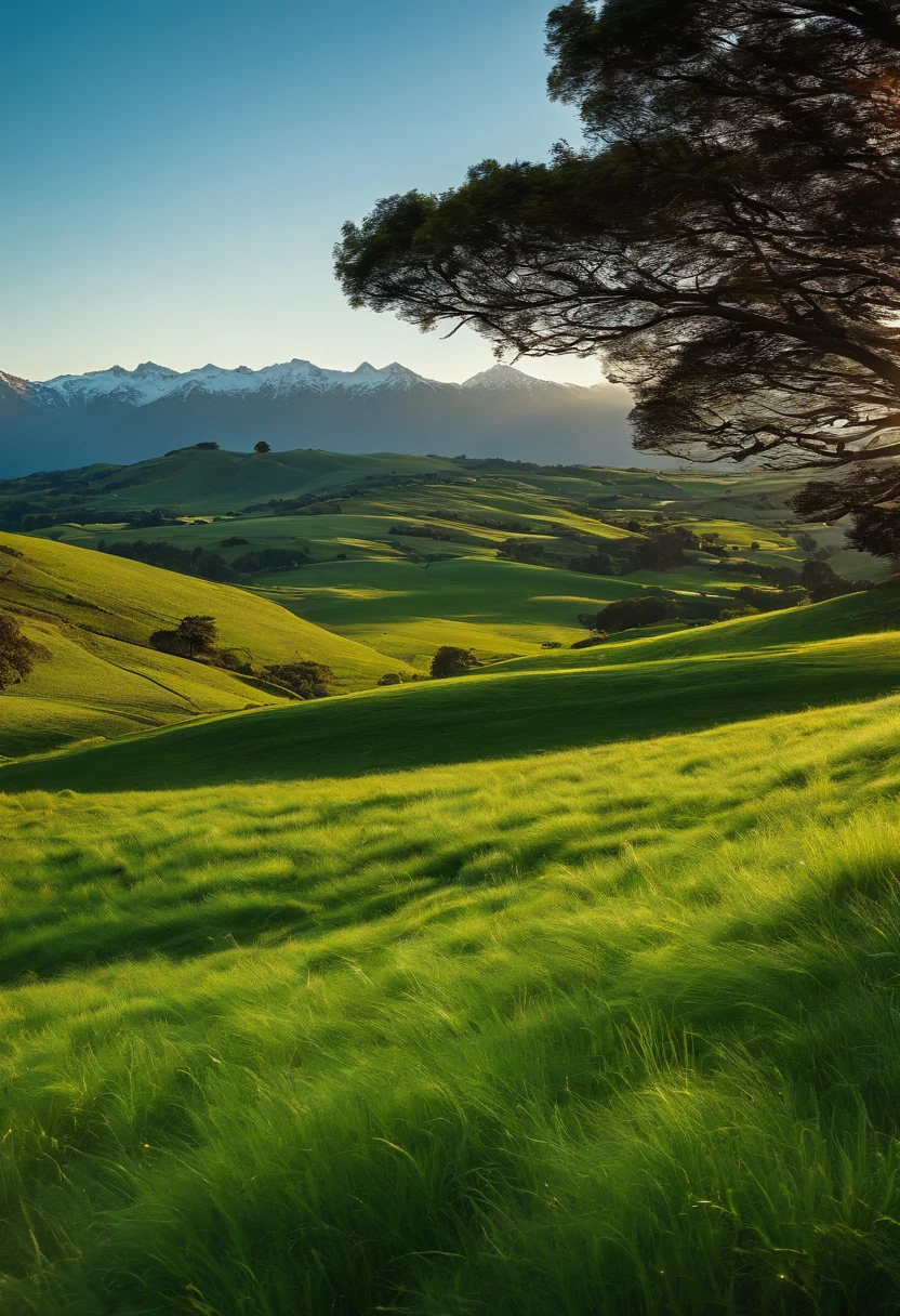 Green meadow,flock,White cloudless sky,new zealand,4K,k hd