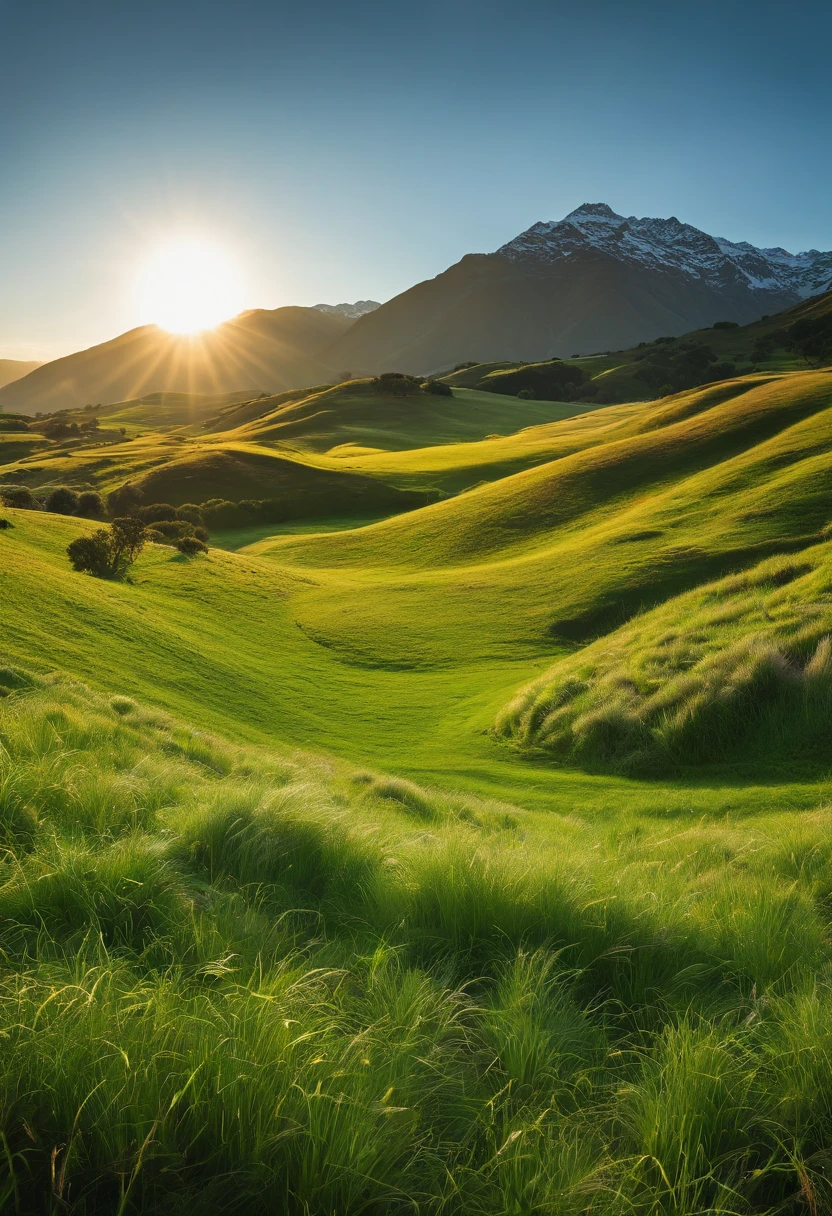 Green meadow，flock，White cloudless sky，new zealand，4K，k hd