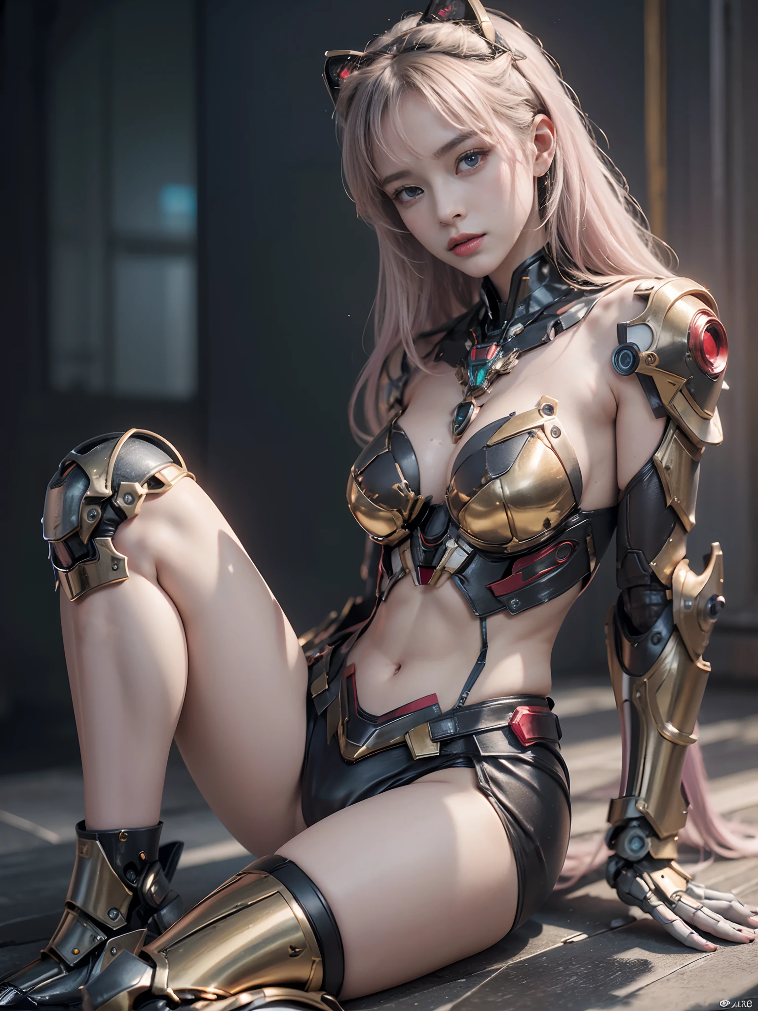 Intricate details, Super Intricate Details, (navel-baring) (Big Gem: 1.3), (girl_Standing_beside_droid:1.2), Girls, (Perfect detail face, Detailed eyes), BREAK Robot, (Giant Mech, Red and black armor, Blue eyes, Holding a rifle), Starry sky, sky line, Kamen Rider, (Gundam: 1.4), Gold Saint Seiya, Marvel movie Iron Man, (mechs) (Mechanical) (armor), professional RAW color photos, (Back Corner), (Lie down and raise your legs to expose your buttocks: 1.5), (cum on the body, Shoot in the chest, Face, For hair): 1.2) (itting open legs: 1.3), Perfect, (Wide Angle), (Rule of Threes), perfect leg, (Pendants) (Color Gemstones) Knee flexion, perfect foot, Panties close-up, Sweat, water dripping, Best Quality, masutepiece, Super Resolution, (reality: 1.4), 1 girl, Bare shoulders, crazy detail details, (Hip Fold: 1.5), lower chest, Side chest, Unrealistic Engine Style, Boca Effect, David La Chapelle style shots, Bioluminescent color palette: Lilac, Pale gold, Pale pink, bright white, Wide Angle, Ultra-fine, cinematic still life, Vibrant, saquimica style, Perfect eyes, highest image quality 16K, inspired by Canon EOS R 6 "Chaos 50,--, Harry Winston A masterpiece of mole photography under the eyes, Ray tracing, surrealism, Textured skin