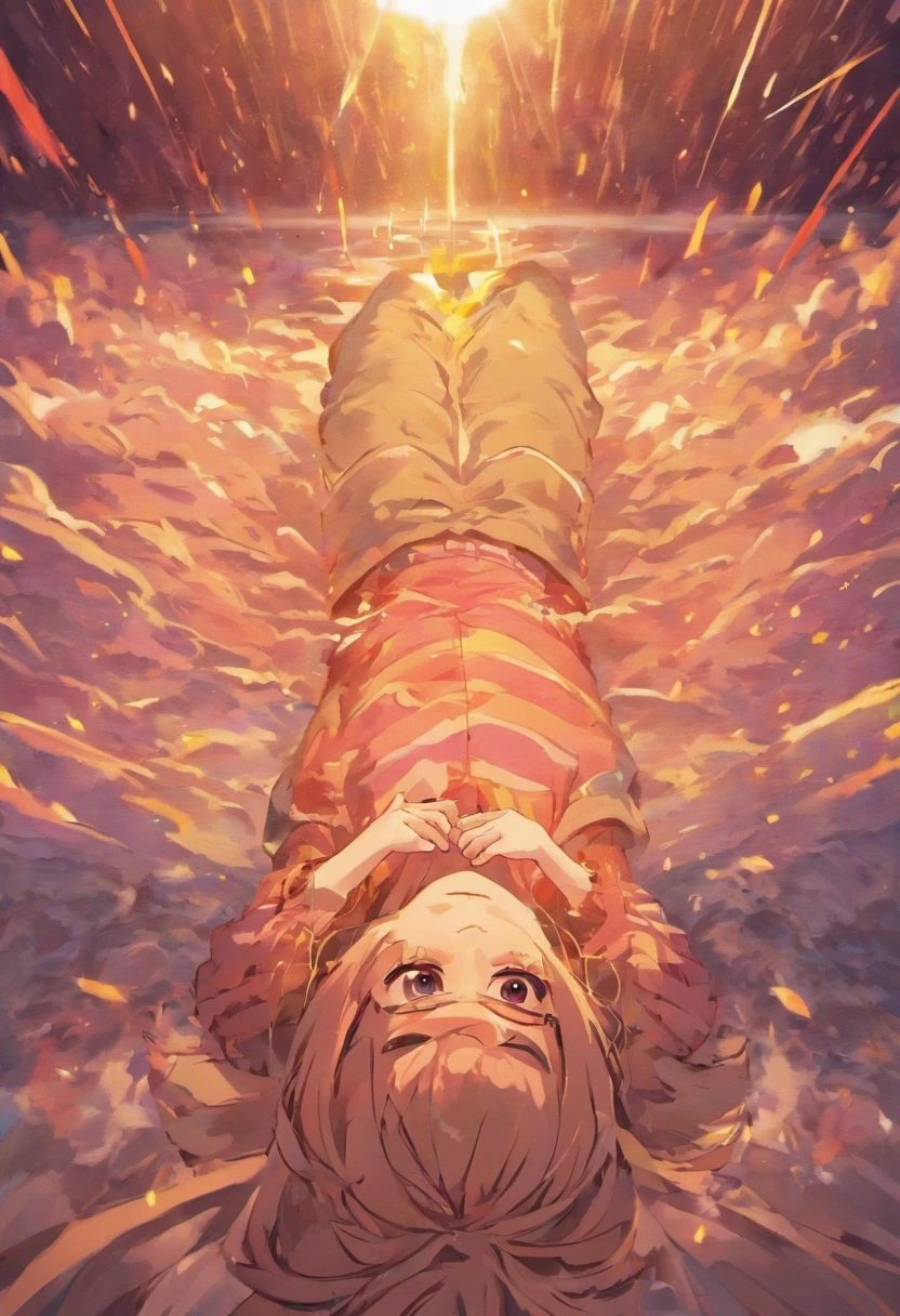 nakeness，Lie down，Cover your chest with your hands