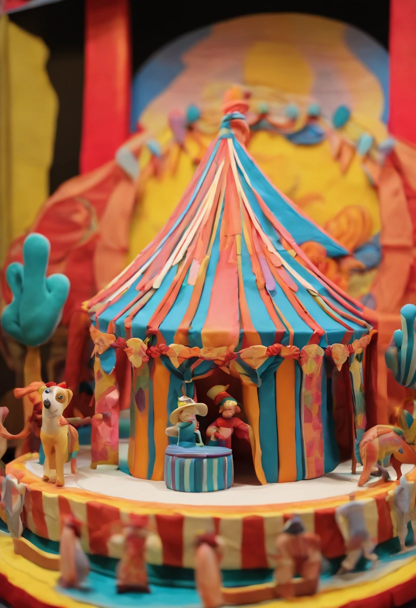 Circus stage,Front view,up-close,Thick lines,