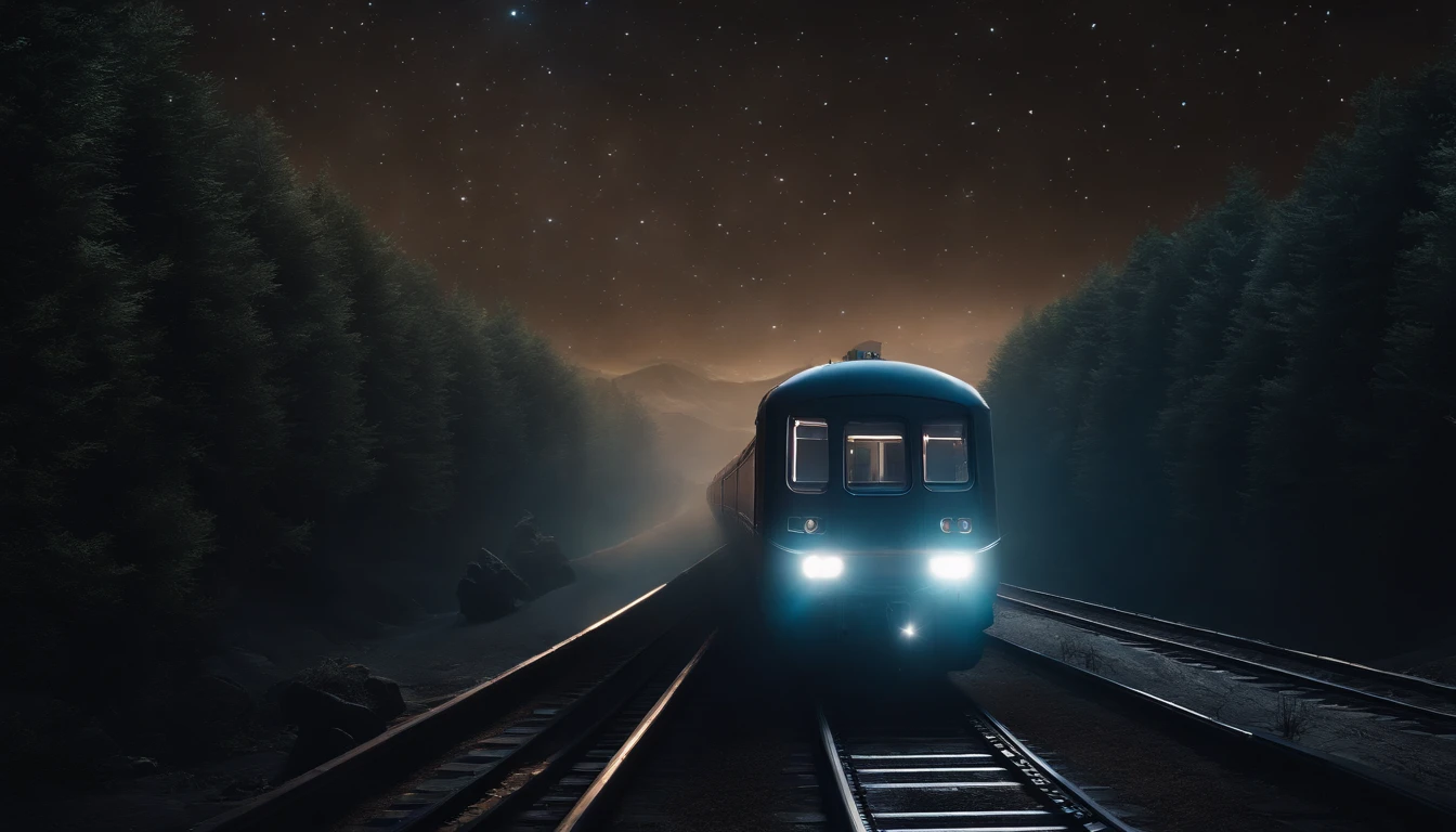 A train that passes through the universe, donde las galaxias y las estrellas estan dispersas, en una atmosfera cosmica y enigmatica, Anime style, Arte digital, aesthetic, graficos detallados y vistosos, graficos en alta calidad, 4k
