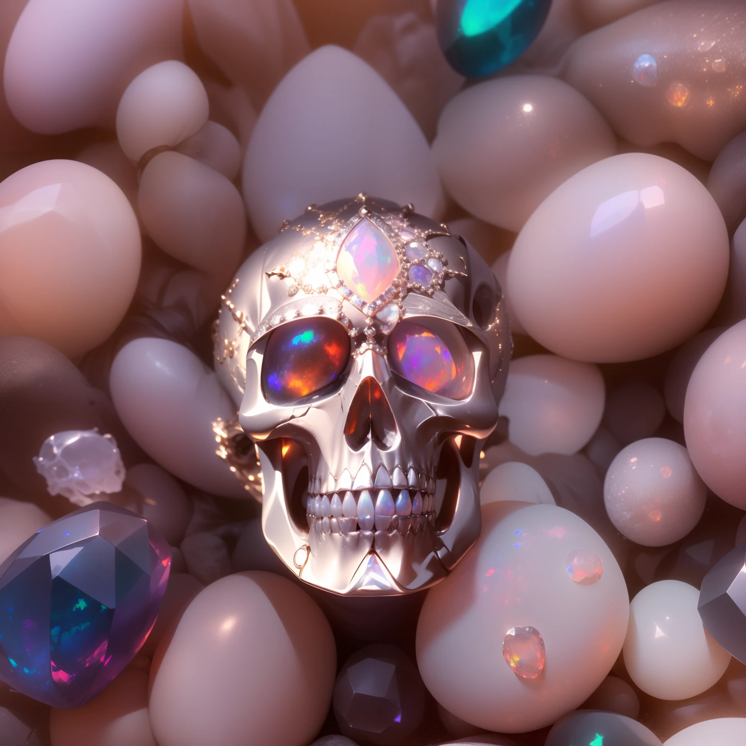 Masterpiece，highest  quality，(Nothing but the ring)，(No Man),
(Close-up of a gravel opal ring with a skull），death，Blood，terroral，Wrapped around the end from beginning to end，（Perfect integration：1.37）
The sheen，inverted image，Sparkling gemstones，Elegant and noble,simple backgound