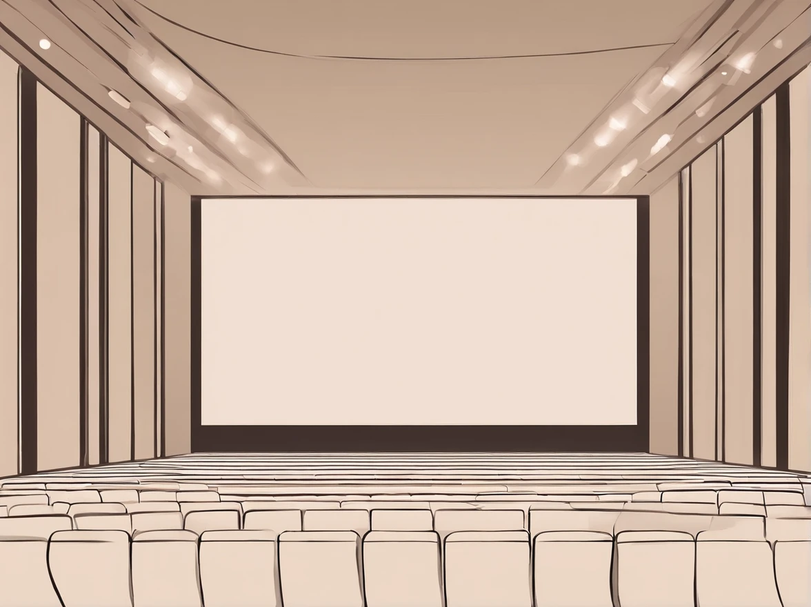 Indoor stage，Front view，up-close，Thick lines，cartoonish style