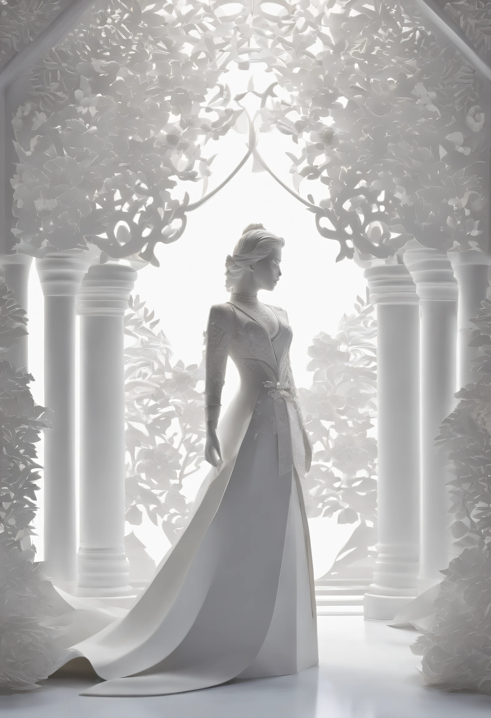 ((Best quality))), ((Ultra-detailed)), ((illustration)),tmasterpiece,Best quality at best,high high quality,the Extremely Detailed CG Unity 8K Wallpapers,(paper art:1.4),Ice Throne,White,ice river