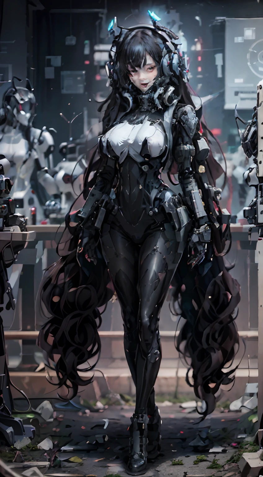（tmasterpiece，best qualtiy，offcial art，Beauty and aesthetics：1.2），（1girll），full bodyesbian，full body in view（[Pink big breasts|blue colors]the hair），extremy detailed，（s fractal art），a color，highest details，（（Mechanical modifications）），（Modify），teens girl，full bodyesbian，optic，optimum，opulent，Colorful，Movie Angle，adolable，succubi，A virgin，Bigboobs，（Liggs，T smile：0.6），Very long hair，（（（Detailed eyes））），looking at viewert， Wear tech clothing, Sci-fi tights，Wear a tech costume sci-fi black garter，Wear tech clothing sci-fi black pantyhose，Sci-fi headsets wear tech clothing with complex electronics，full bodyesbian，full body in view
