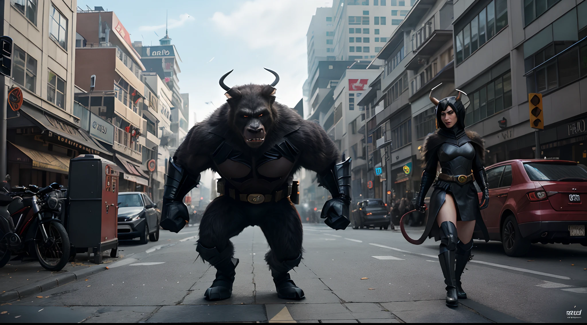 Batman, the animated film character with horned head and horns, Wojtek FUS, stilisiertes Urban-Fantasy-Kunstwerk, Anthropomorphic Samurai Bear, Kolossale Ratte, Filmische matte Illustration, Gewinner des Charakterdesign-Wettbewerbs, CGGsociety und Fenghua Zhong, A King Kong rage on the street, anthropomorphe Ratte, Im Trend in CGsociety, Gewinner des CGsociety-Wettbewerbs!!