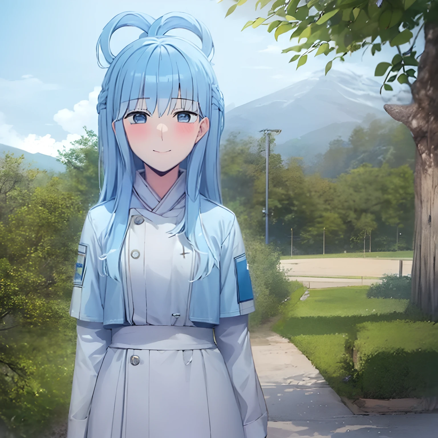 1girl, water Blue hair, White uniform,Kanaeru-Kobo
