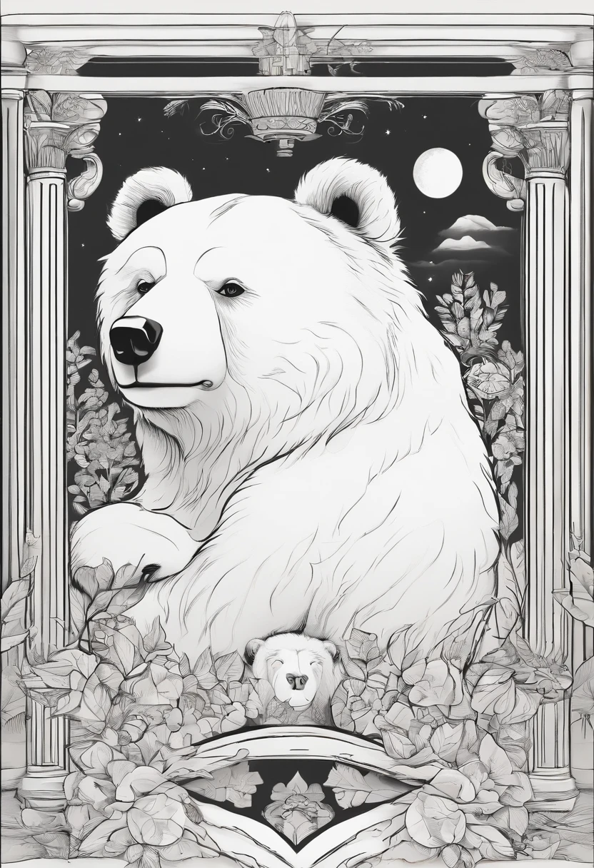 tmasterpiece,high quarity,Cartoon white bear,stick figures,Line Works,Illustration,Q version
