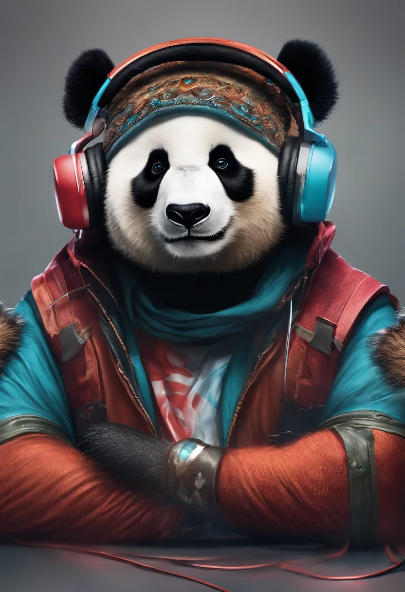 Aggressive panda player from headset to profile